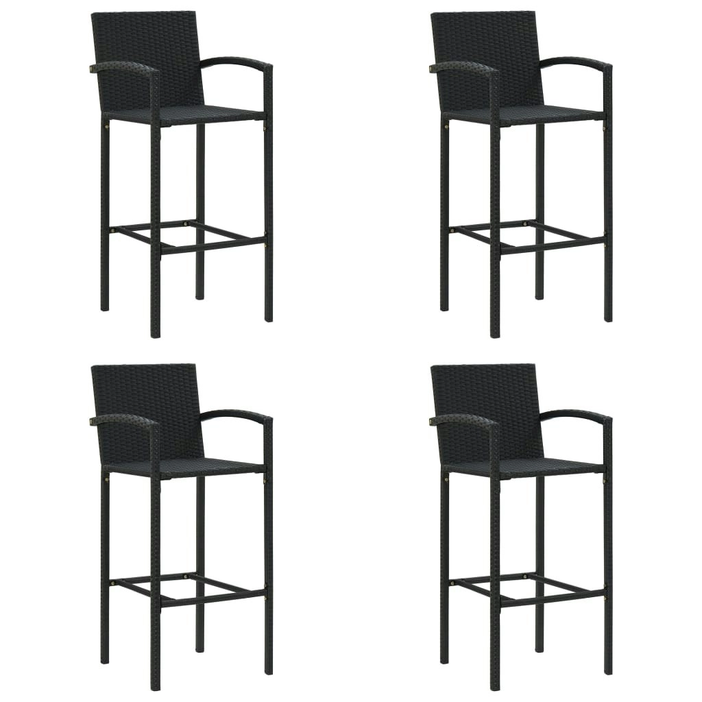 Bar Stools 4 pcs Black Poly Rattan 362584