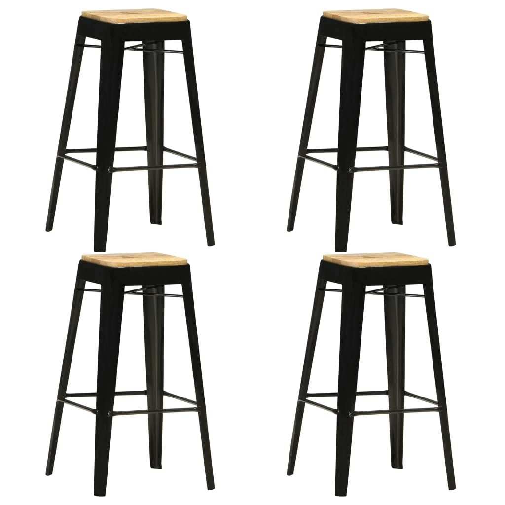 Bar Stools 4 pcs Black Solid Mango Wood 286132