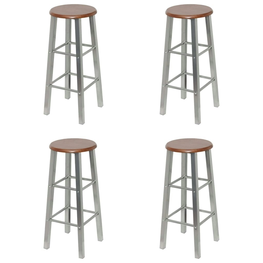 Bar Stools 4 pcs Silver and Brown MDF 277174