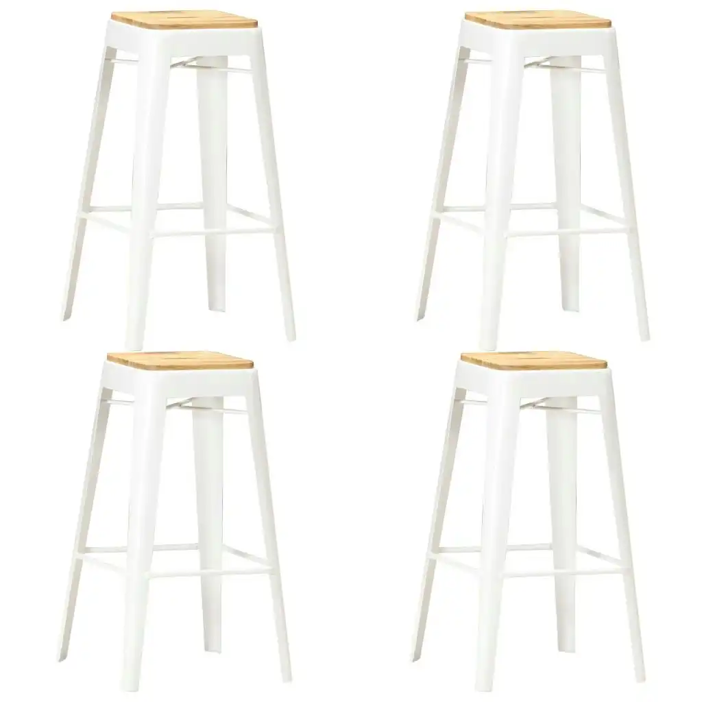 Bar Stools 4 pcs White Solid Mango Wood 286134