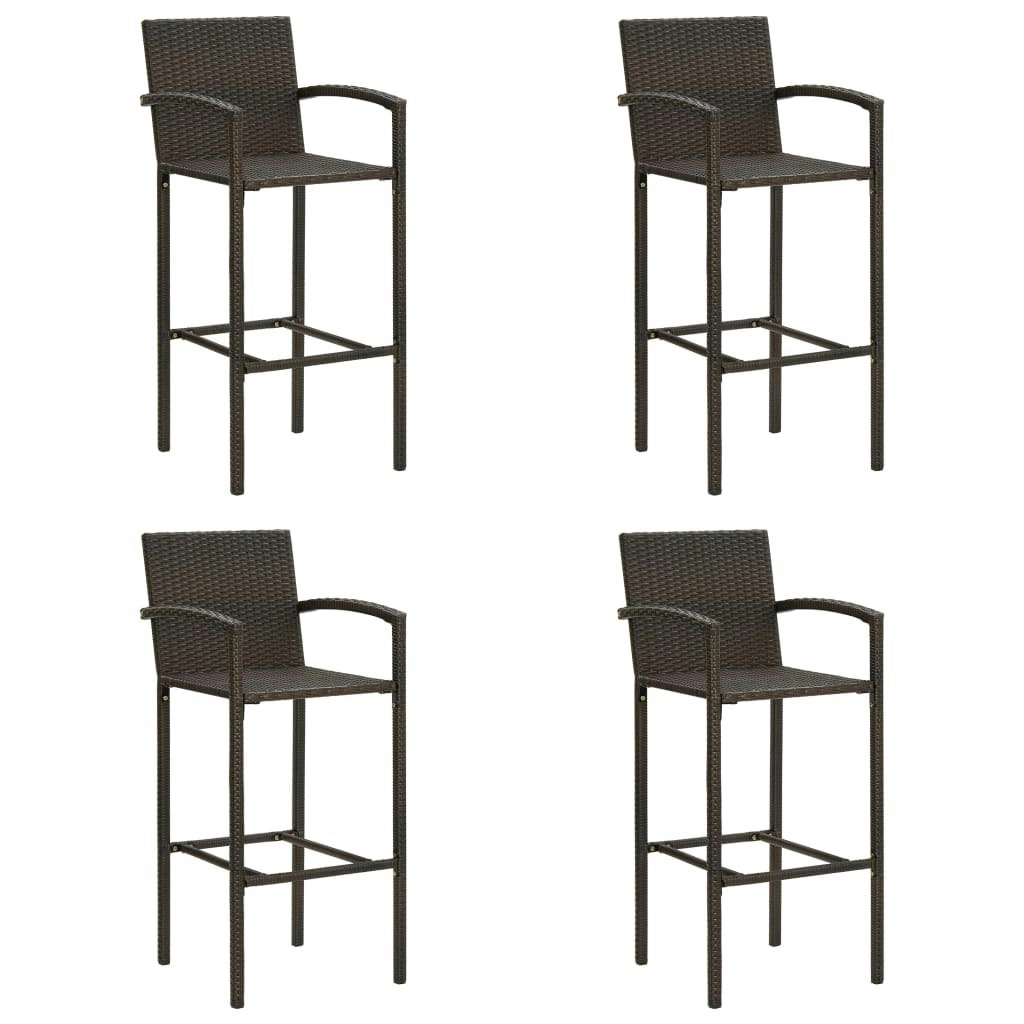 Bar Stools 4 pcs Brown Poly Rattan 362583