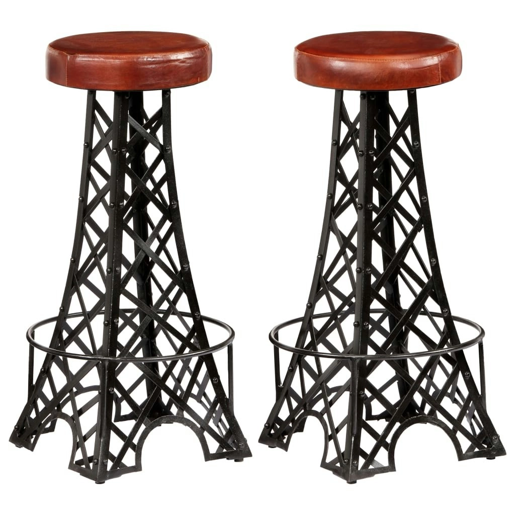 Bar Stools 2 pcs Real Leather 247659