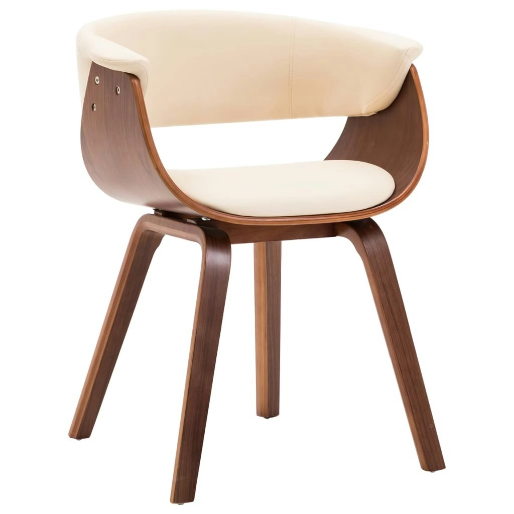 Dining Chair Cream Bent Wood and Faux Leather 283128