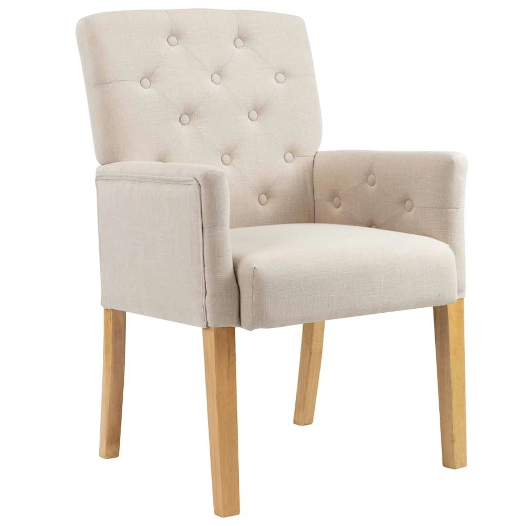 Dining Chair with Armrests Beige Fabric 287941