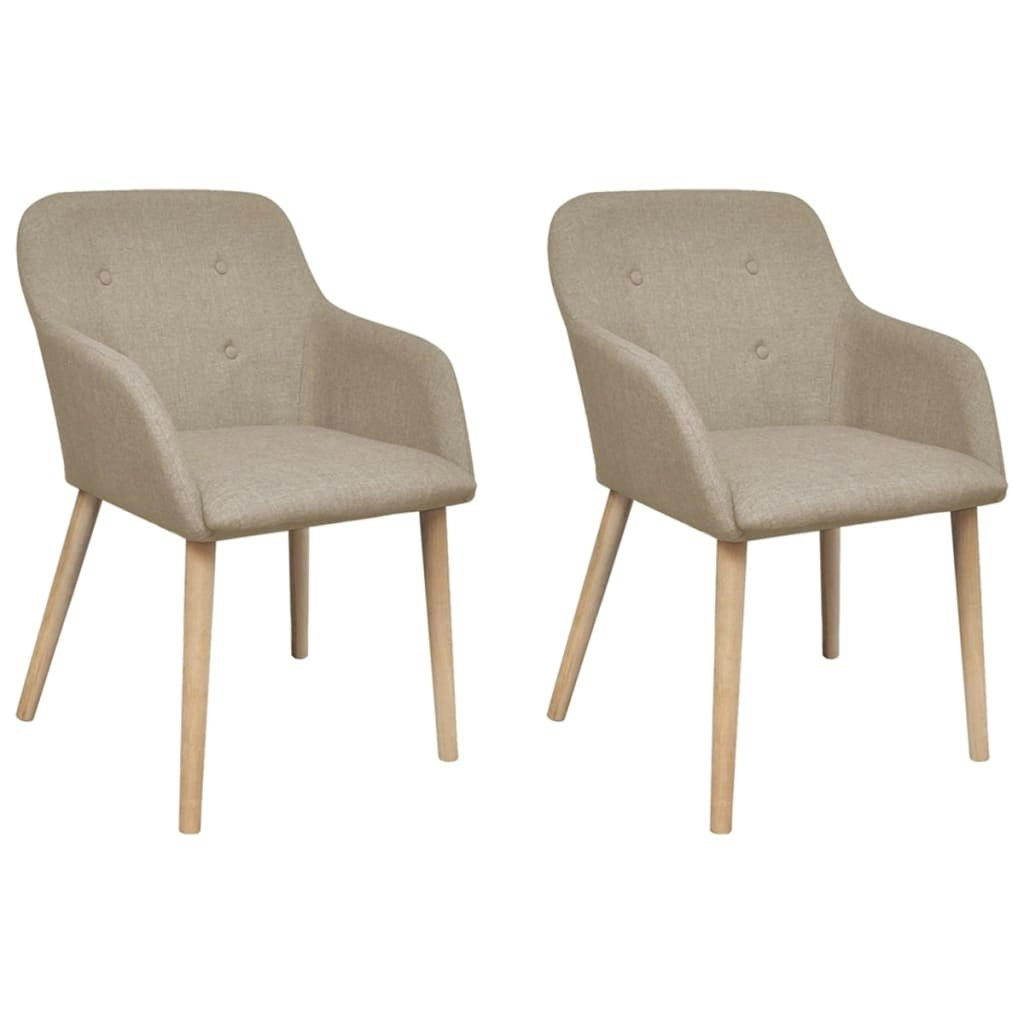 Dining Chairs 2 pcs Beige Fabric and Solid Oak Wood 241155