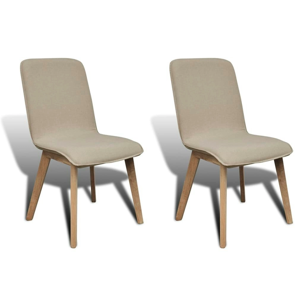 Dining Chairs 2 pcs Beige Fabric and Solid Oak Wood 241151