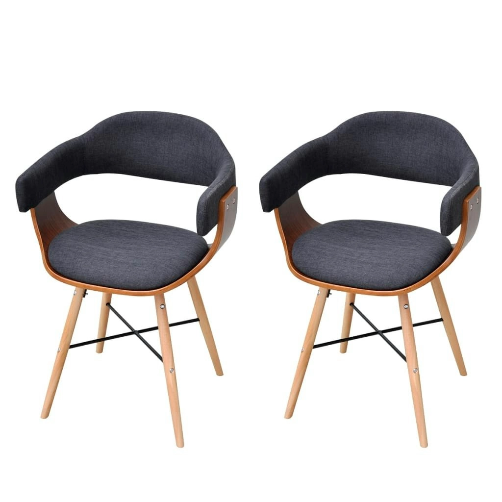 Dining Chairs 2 pcs Dark Grey Bent Wood and Fabric 241687