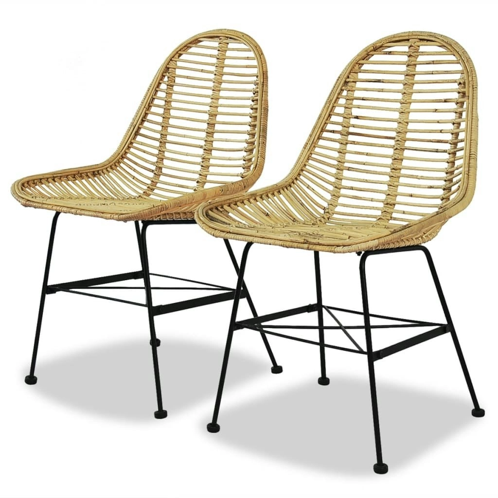 Dining Chairs 2 pcs Natural Rattan 244569