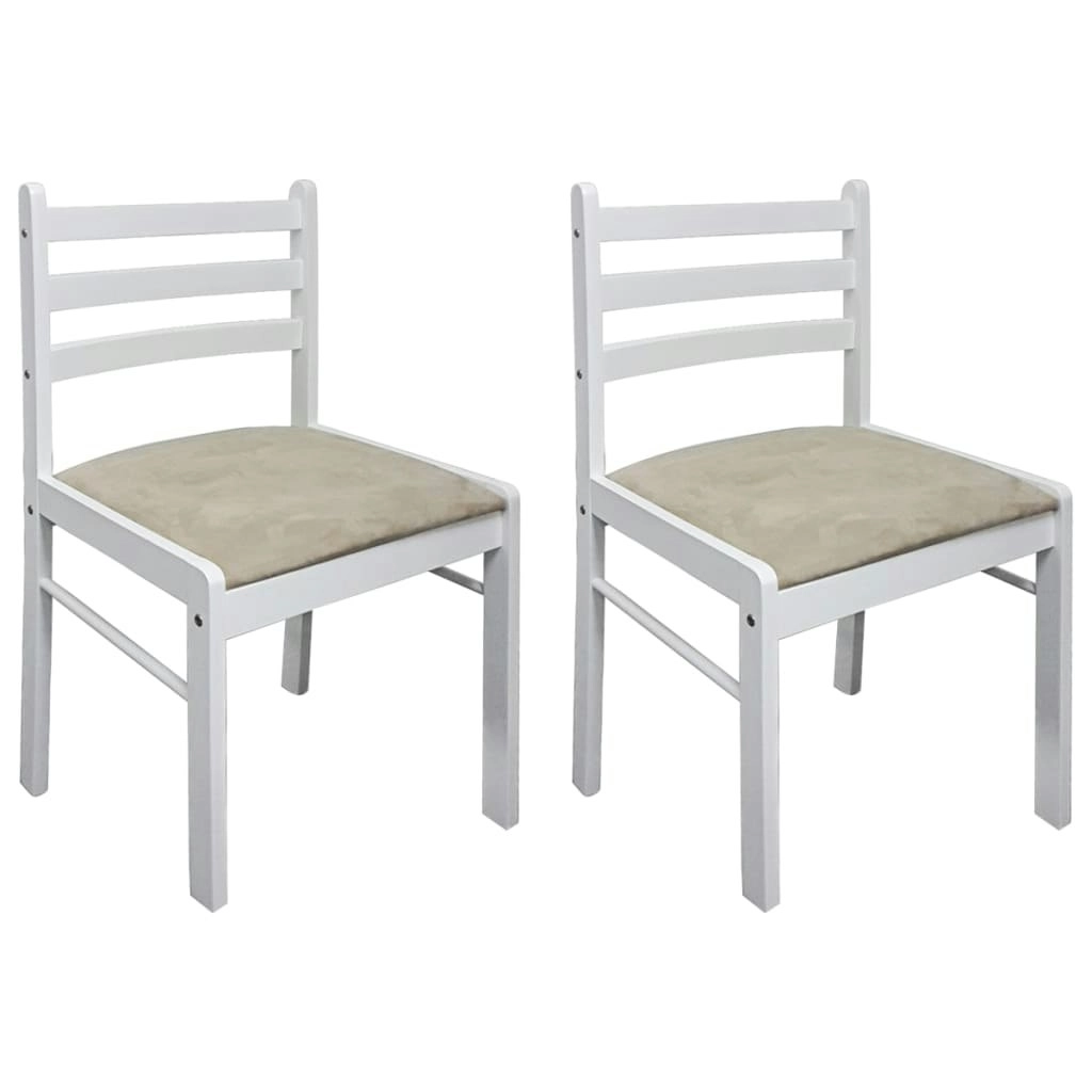 Dining Chairs 2 pcs White Solid Rubber Wood and Velvet 242030