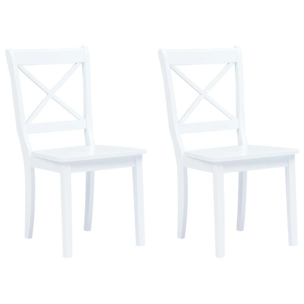 Dining Chairs 2 pcs White Solid Rubber Wood 247356