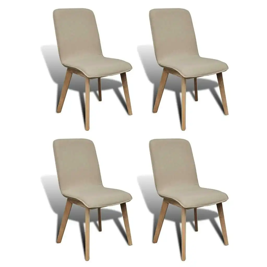 Dining Chairs 4 pcs Beige Fabric and Solid Oak Wood 241152