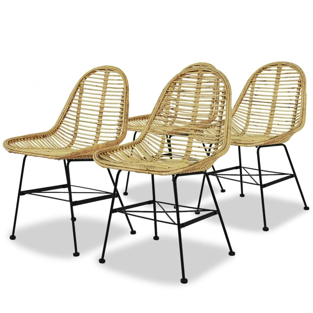 Dining Chairs 4 pcs Natural Rattan 244570