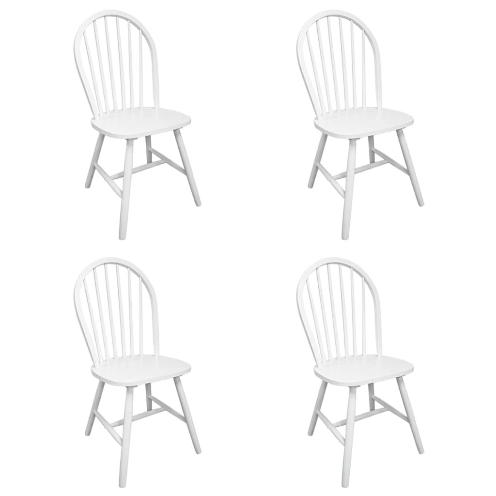 Dining Chairs 4 pcs White Solid Rubber Wood 242027