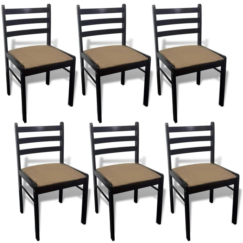 Dining Chairs 6 pcs Brown Solid Wood and Velvet 272091