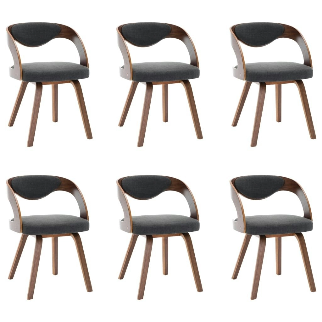 Dining Chairs 6 pcs Dark Grey Bent Wood and Fabric 278843