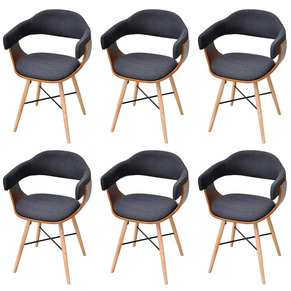 Dining Chairs 6 pcs Dark Grey Bent Wood and Fabric 271947