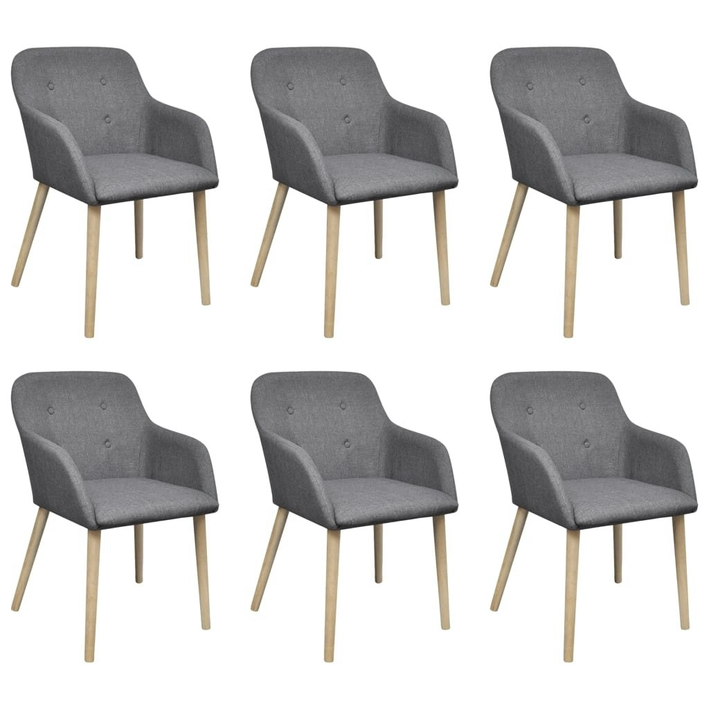 Dining Chairs 6 pcs Light Grey Fabric and Solid Oak Wood 270573