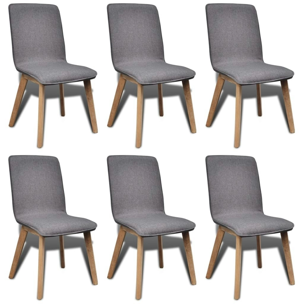 Dining Chairs 6 pcs Light Grey Fabric and Solid Oak Wood (241153+241154) 270569