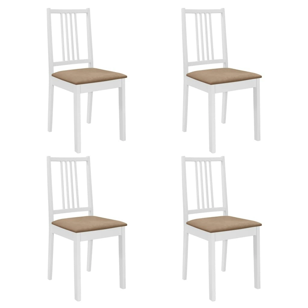 Dining Chairs with Cushions 4 pcs White Solid Wood 247635