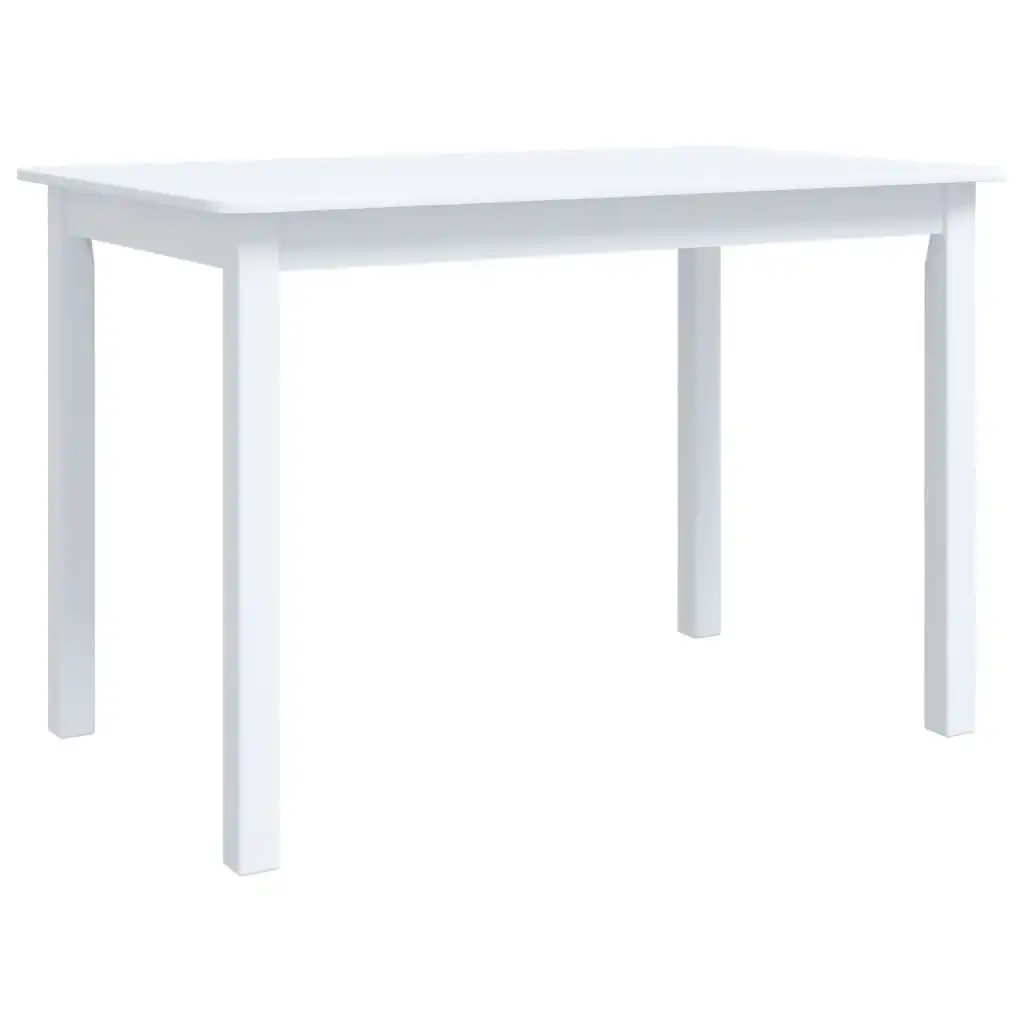 Dining Table White 114x71x75 cm Solid Rubber Wood 247362