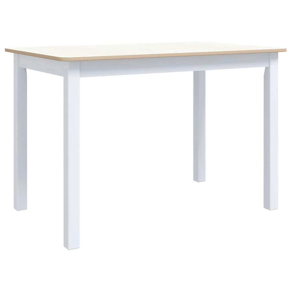 Dining Table White and Brown 114x71x75 cm Solid Rubber Wood 247363