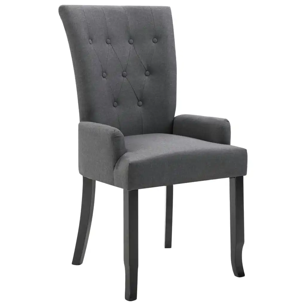 Dining Chair with Armrests Dark Grey Fabric 248461