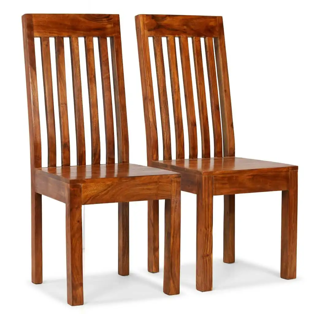 Dining Chairs 2 pcs Solid Wood with Honey Finish Modern 245645