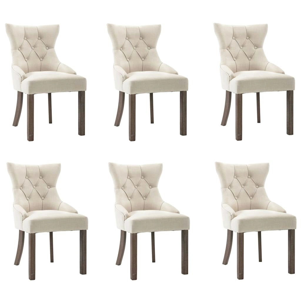 Dining Chairs 6 pcs Beige Fabric 3058307