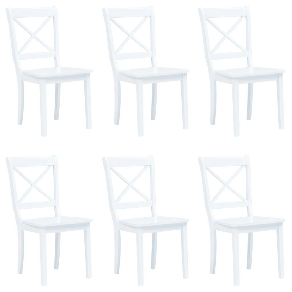 Dining Chairs 6 pcs White Solid Rubber Wood 277543