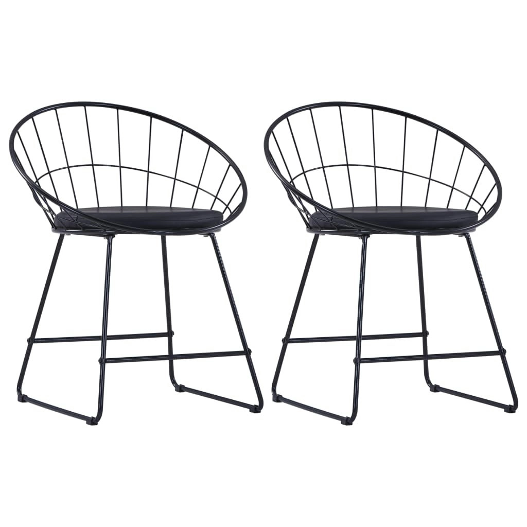 Dining Chairs with Faux Leather Seats 2 pcs Black Steel 247274