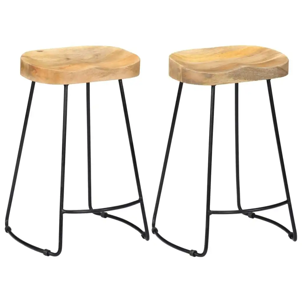 Gavin Bar Stools 2 pcs Solid Mango Wood 247837