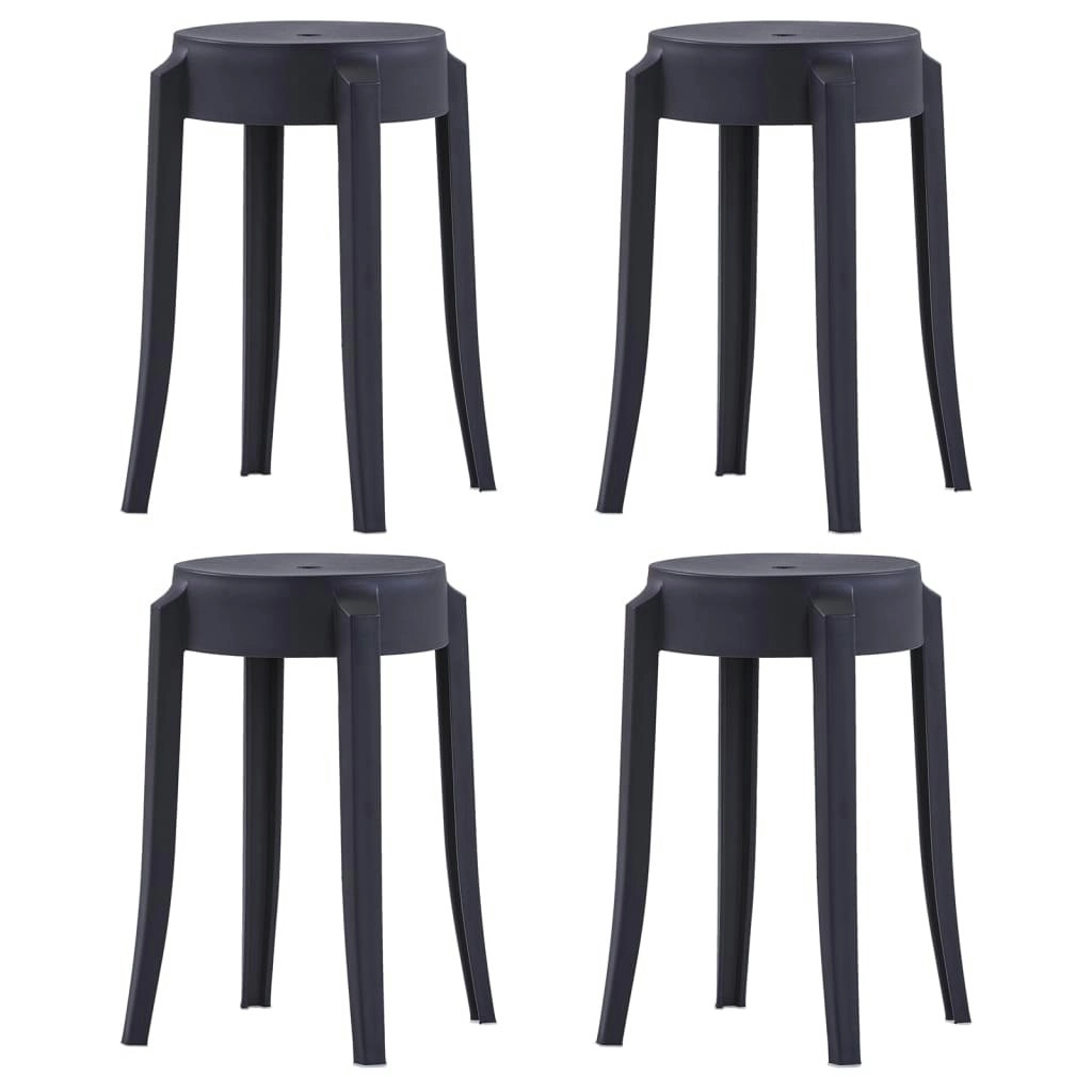 Stackable Stools 4 pcs Black Plastic 247278