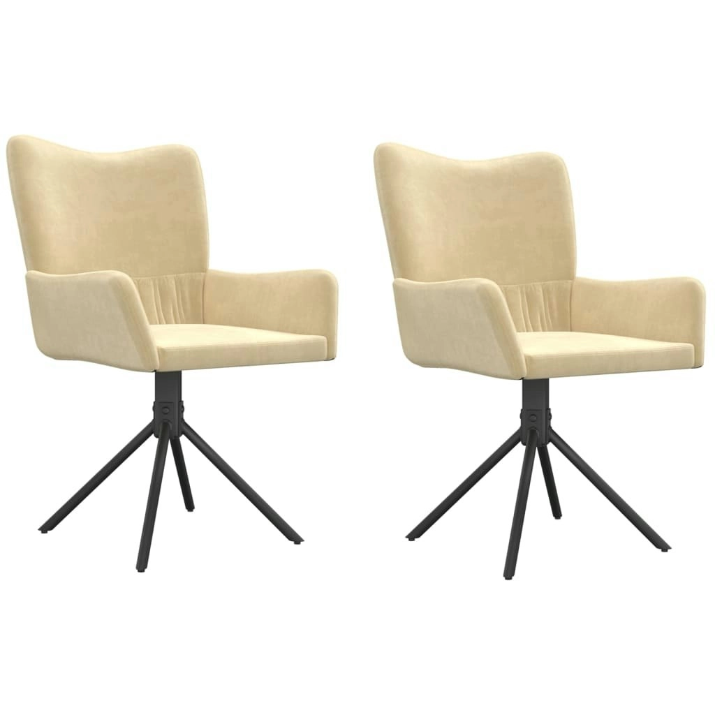 Swivel Dining Chairs 2 pcs Cream Velvet 344818