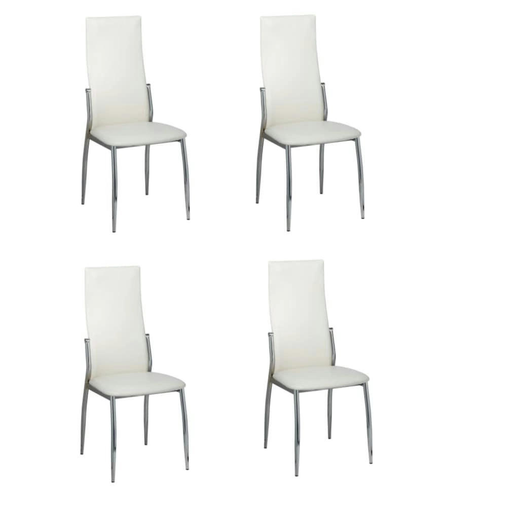 Dining Chairs 4 pcs White Faux Leather 60572