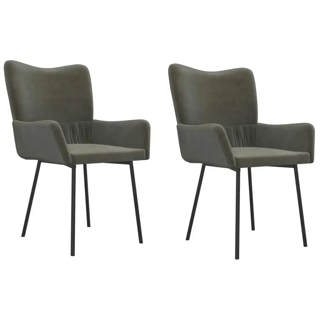 Dining Chairs 2 pcs Dark Grey Velvet 344887