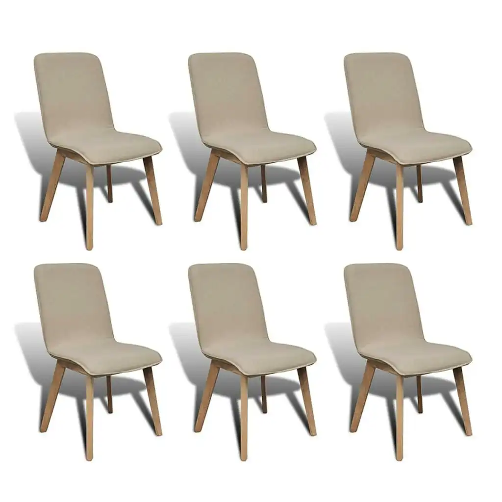 Dining Chairs 6 pcs Beige Fabric and Solid Oak Wood 270568