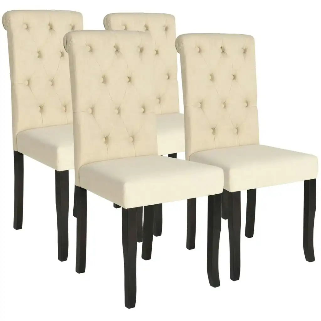 Dining Chairs 4 pcs Cream Fabric 245517