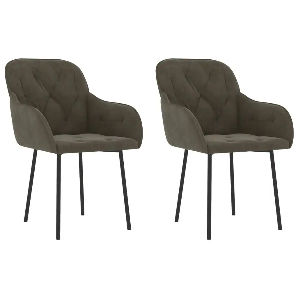 Dining Chairs 2 pcs Dark Grey Velvet 344846