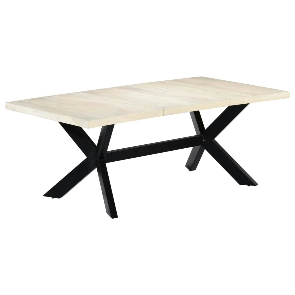 Dining Table White 200x100x75 cm Solid Mango Wood 247428