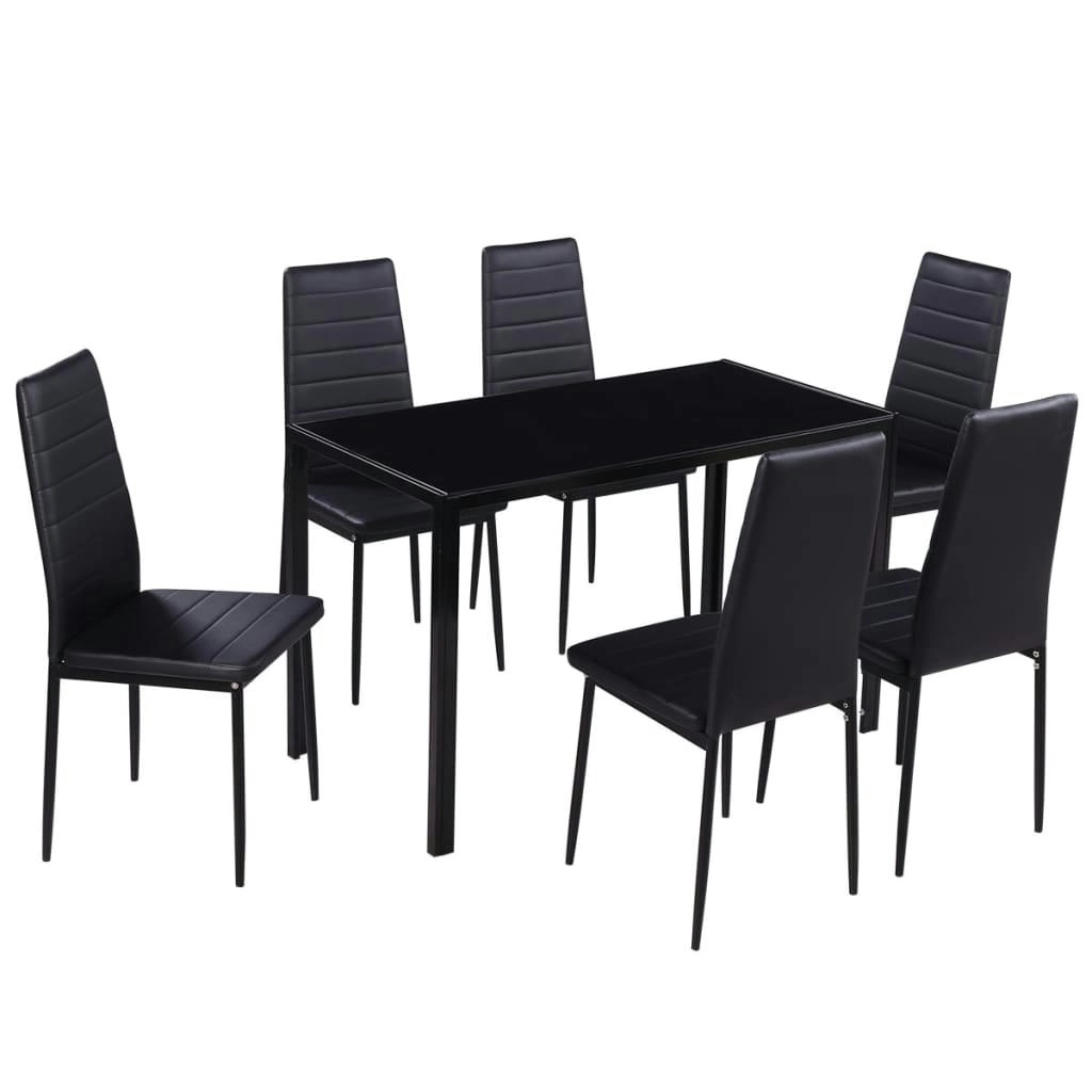 Seven Piece Dining Table Set Black 242987