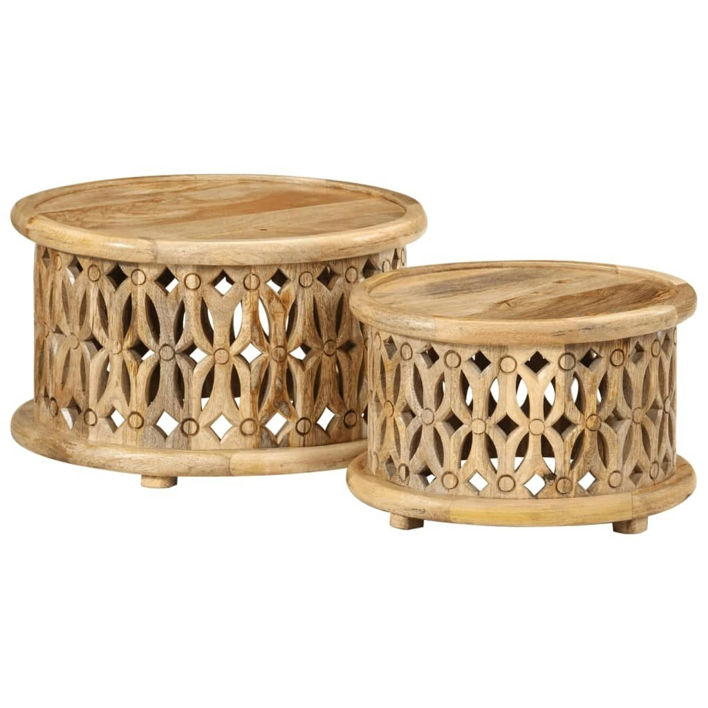 2 Piece Coffee Table Set Solid Wood Mango 351688