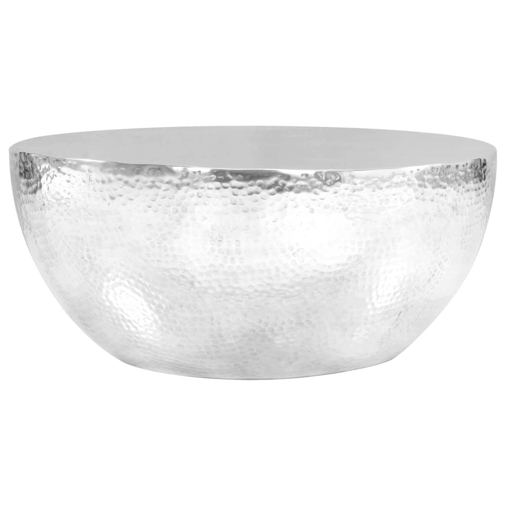 Coffee Table Hammered Aluminium 70x30 cm Silver 246507