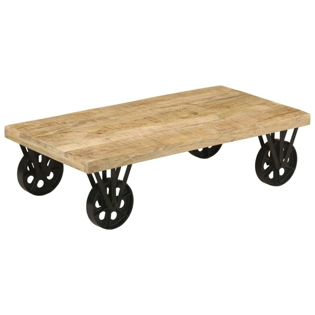 Coffee Table with Wheels 110x55x29.5 cm Solid Wood Mango 352056