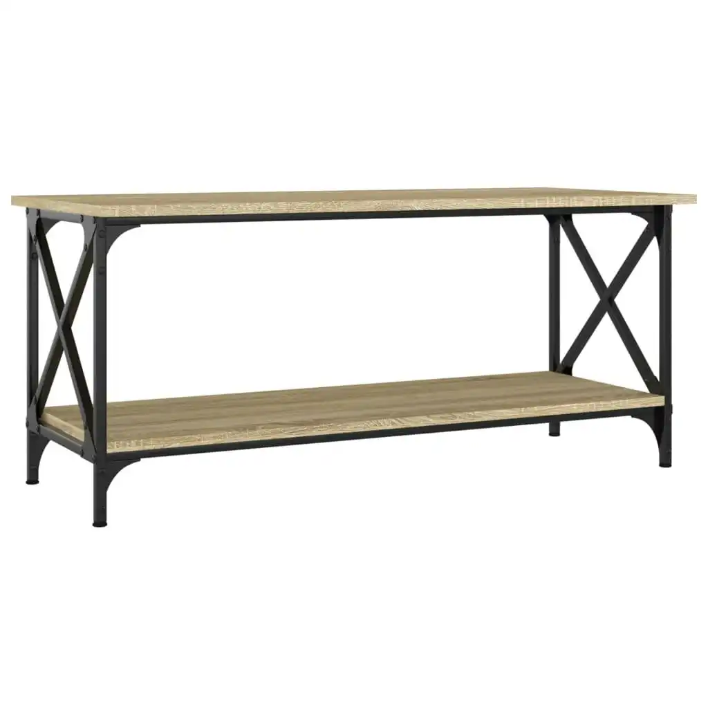 Coffee Table Sonoma Oak 100x45x45 cm Engineered Wood and Iron 823313