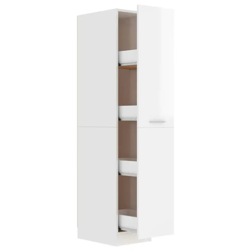 Apothecary Cabinet High Gloss White 30x42.5x150 cm Engineered Wood 804226