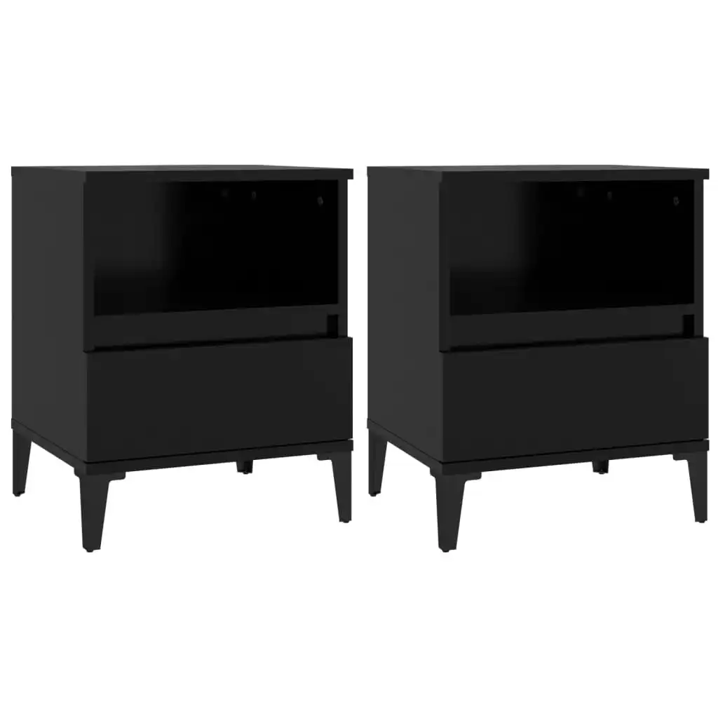 Bedside Cabinets 2 pcs Black 40x35x50 cm 821813