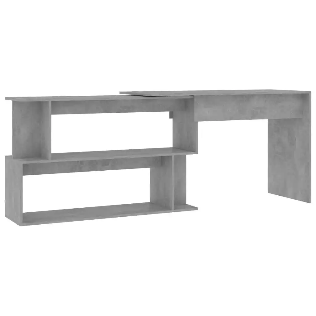 Corner Desk Concrete Grey 200x50x76 cm Engineered Wood 801102