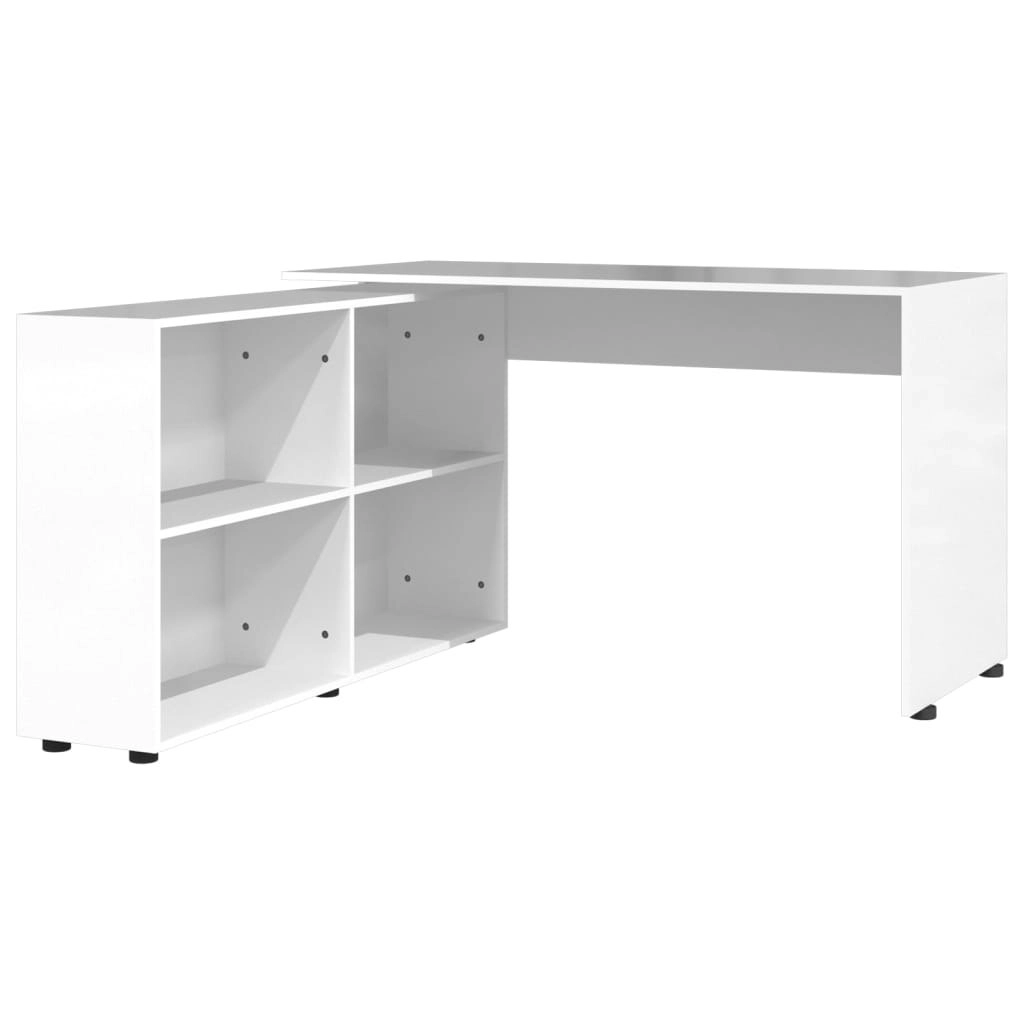 Corner Desk High Gloss White Engineered Wood 342661