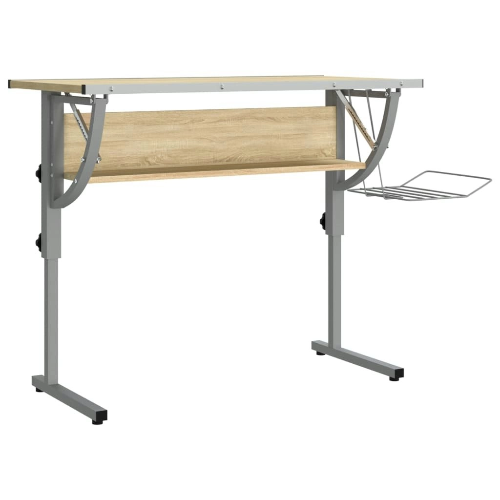 Craft Desk Sonoma Oak and Grey 110x53x(58-87)cm Engineered Wood and Steel 340930