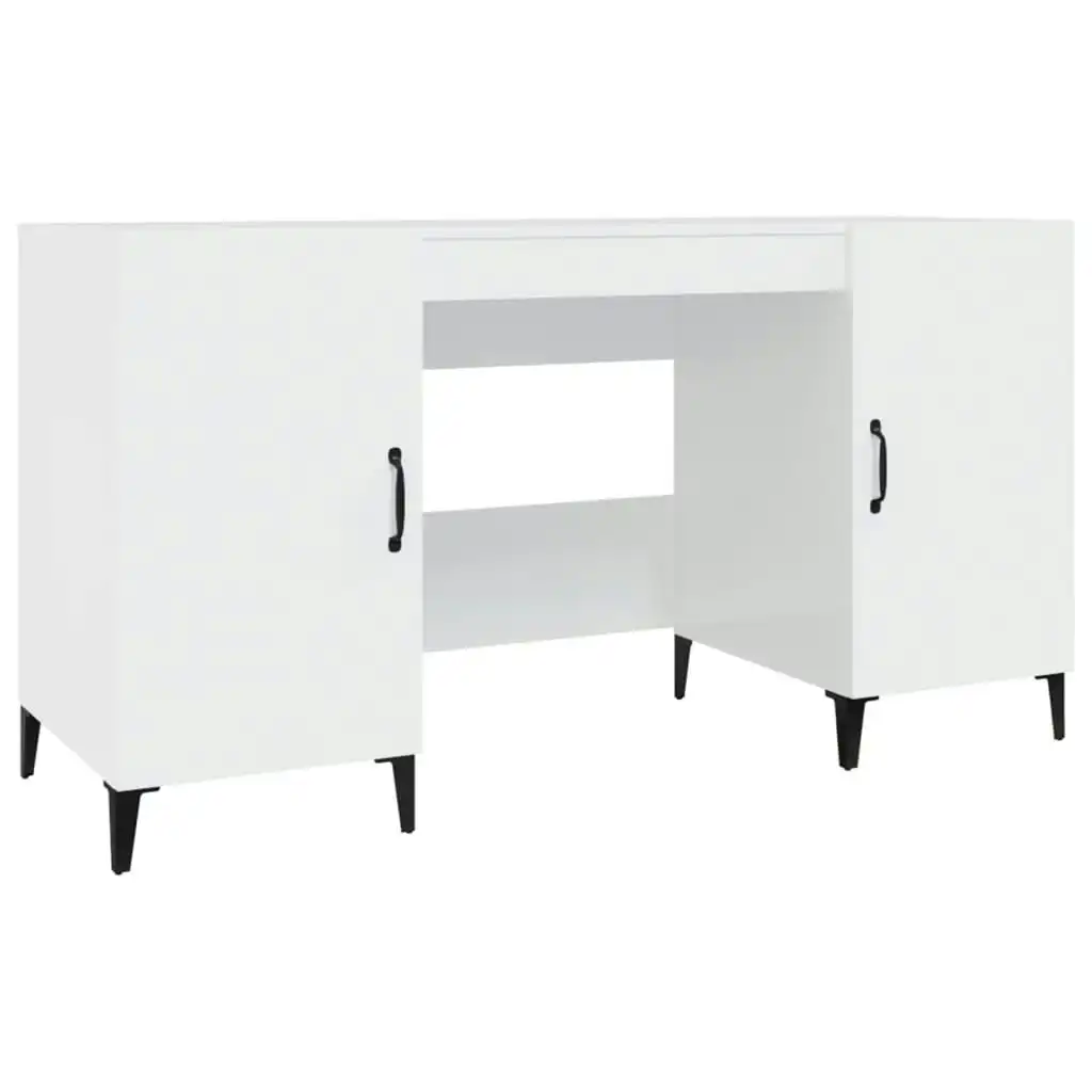 Desk High Gloss White 140x50x75 cm Engineered Wood 812777